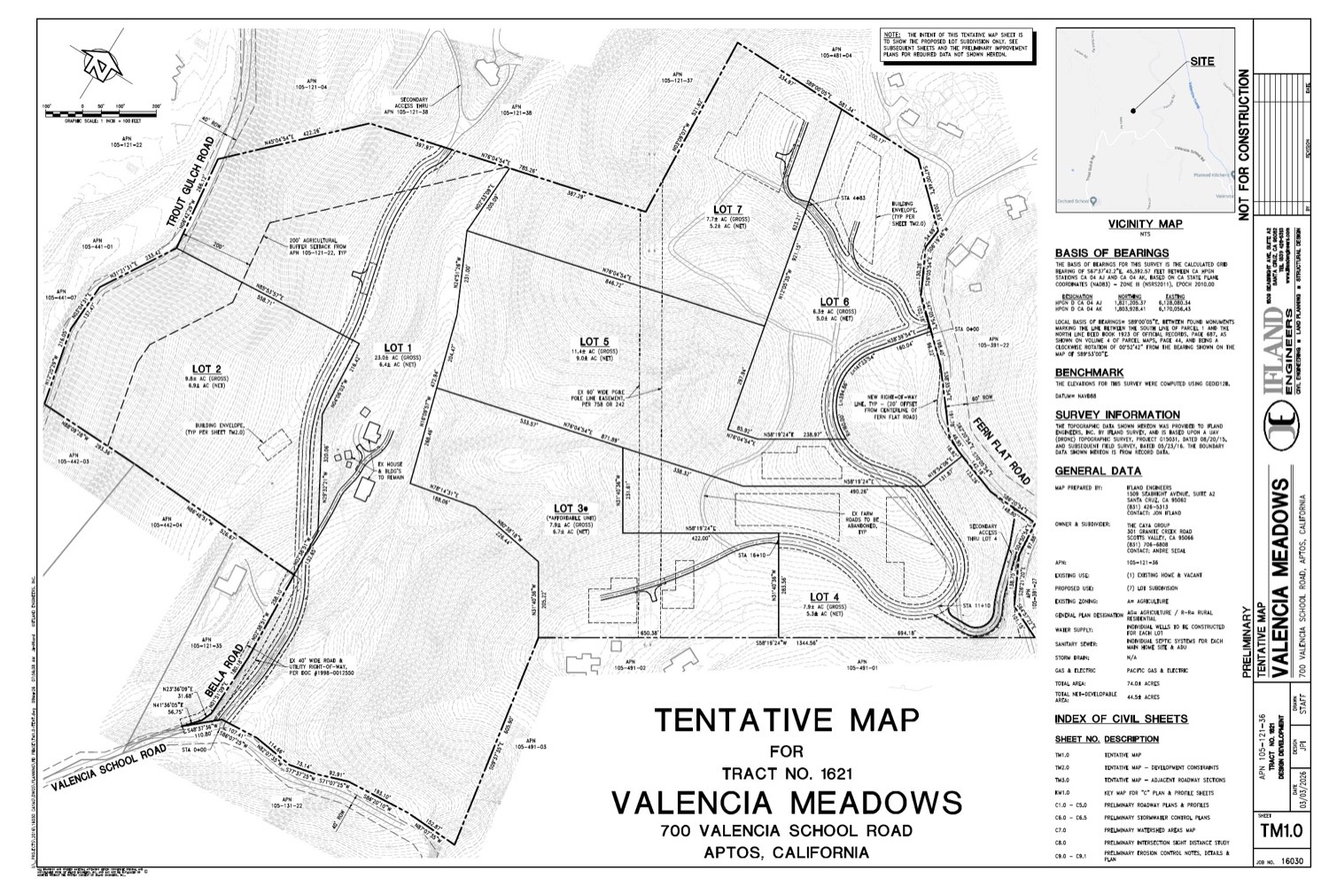 Current tentative map awaiting County approval